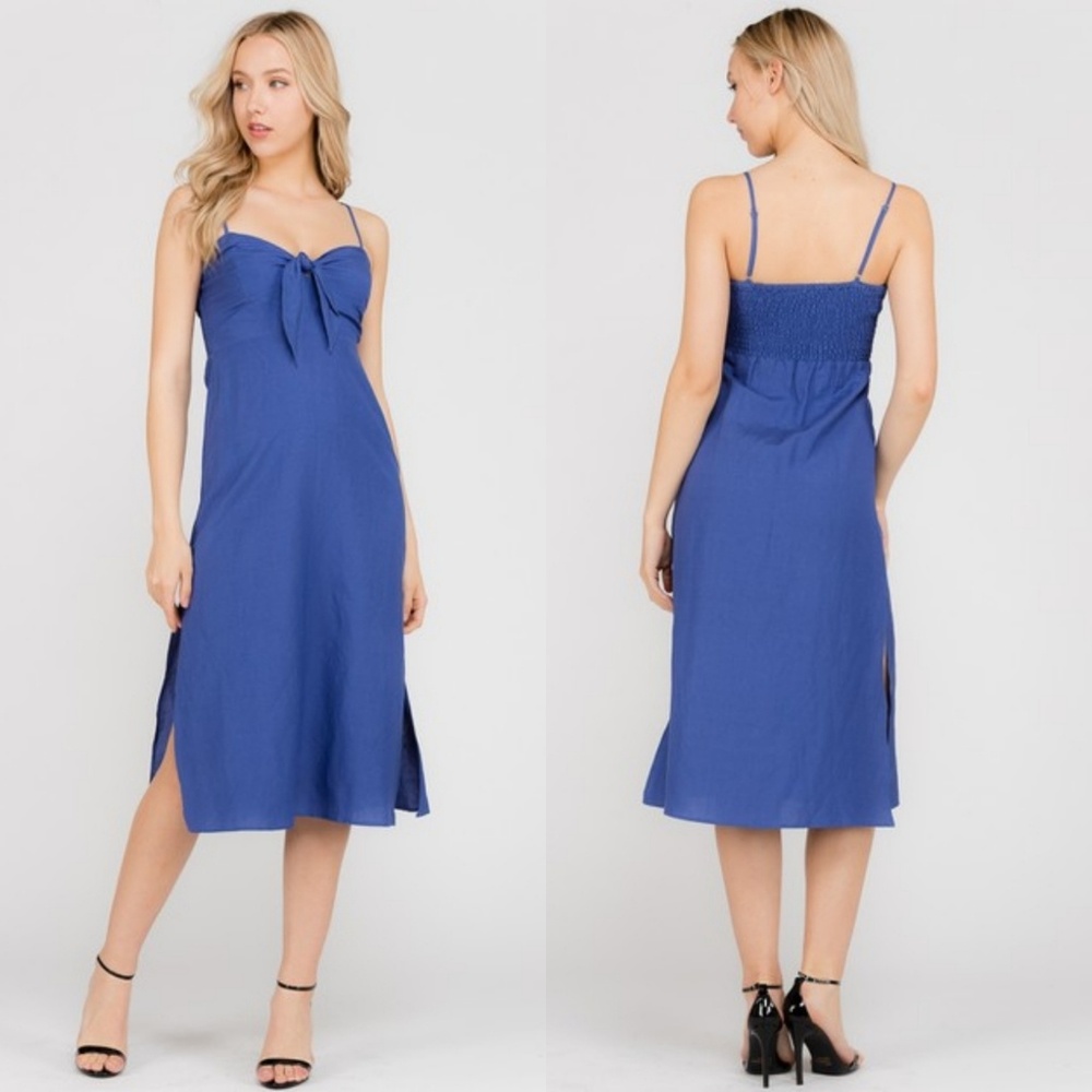 Tie front midi dress